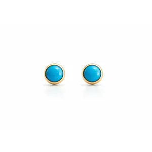 Solid Gold Sleeping Beauty Turquoise Stud Earrings
