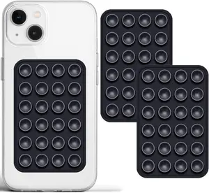 Anteel 2-Pack Silicone Suction Phone Case Adhesive Mount - Strong Grip Holder for Selfies, Videos - Hands-Free Sticky Accessory for iPhone, Android (2.17" x 3.15", Black)