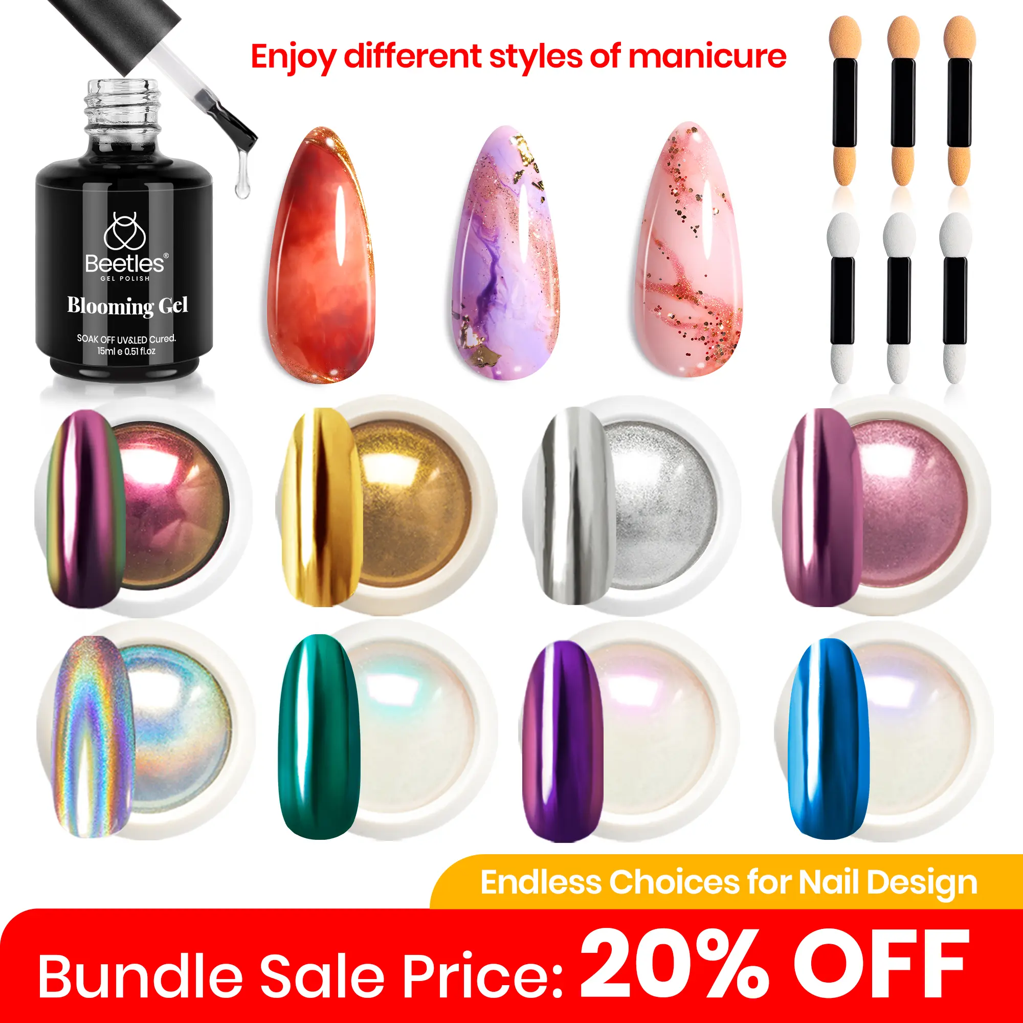 Blooming Gel+8 color Nail powder