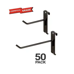 Gridwall Hooks Combo Pack of 25 - 4" Gridwall Hooks + 25 - 6" Gridwall Hooks - Black Finish
