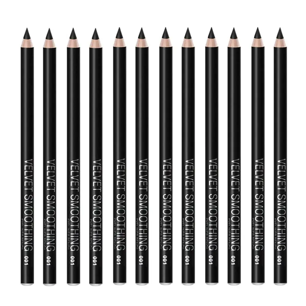 Black Eyeliner Pencil Set - 12 PCs Matte Silky Formulas Waterproof Eye Crayon Liners