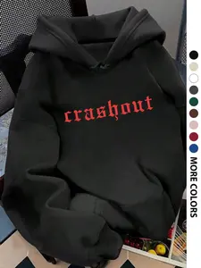 Women's Crashout Letter Print Hoodie, Casual Loose-Fit Pocket Sweatshirt, Soft Fabric for All Seasons, Fashion Outdoor Daily Wear
