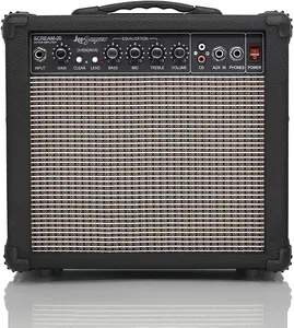 Leo Jaymz 20W Electric Guitar Amplifier - Clean and Distortion Channel - 3 Band Equalization and CD Line Input - Recording Studio, Practice Room, Small Courtyard