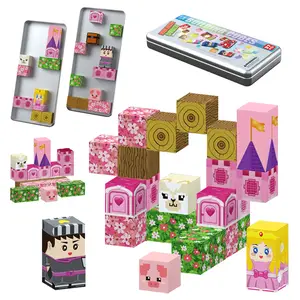 27PCS Cherry Blossom Castle Magnetic Building Block Set in Iron Box, Building Kit, Magnetic Building Tiles, Princess Castle Magnetic Toys, Halloween/Christmas Gifts