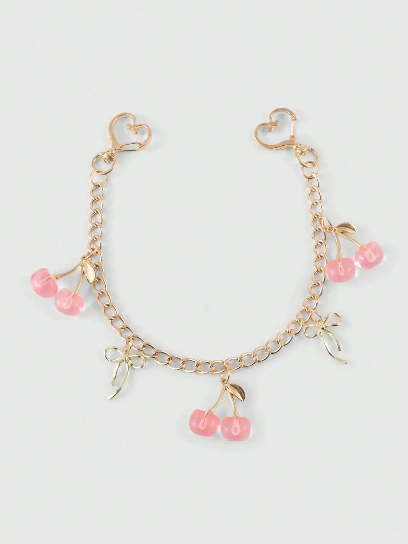 Sweet Girl Cherry Theme Bag Accessories, Bag Charms - Translucent Pink Resin Cherry And Bow Pendant, Bag Chain, Ballet Style, Gentle Style, Suitable For Pairing With Tote Bag, Underarm Bag