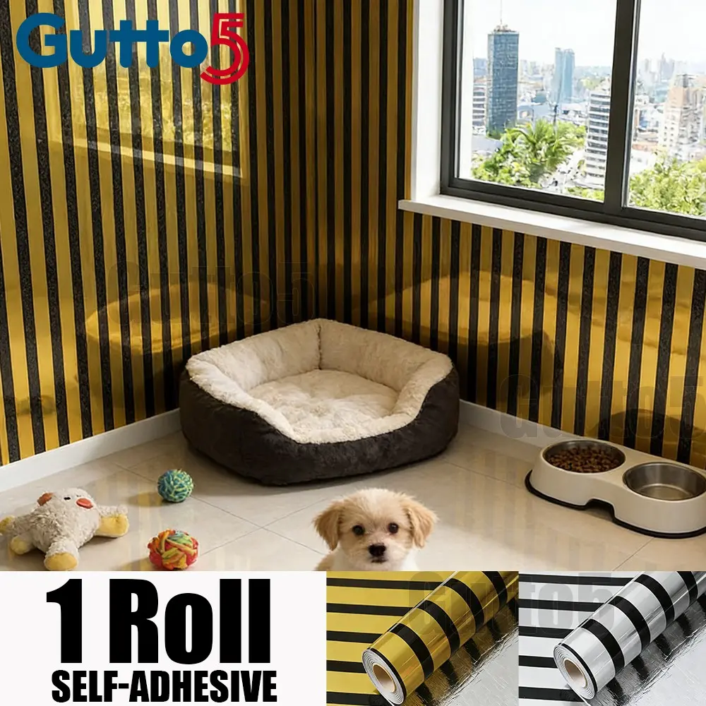 1-roll luxury line self-adhesive wallpaper, thickened soft material, high gloss gold and silver optional, easy to operate, easy to cut and clean, creative DIY splicing, suitable for indoor wall and background wall decoration - Gutto5