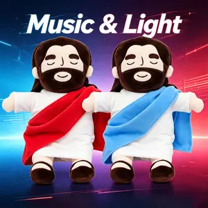 #SummerSale Easter Closeout Sale Light-Up Breathing Plush Toy 2-Pack for Baby Sleep, Calming Glow Stuffed Animal Christian Baptism Gift for Toddler Nursery (Blue + Red)