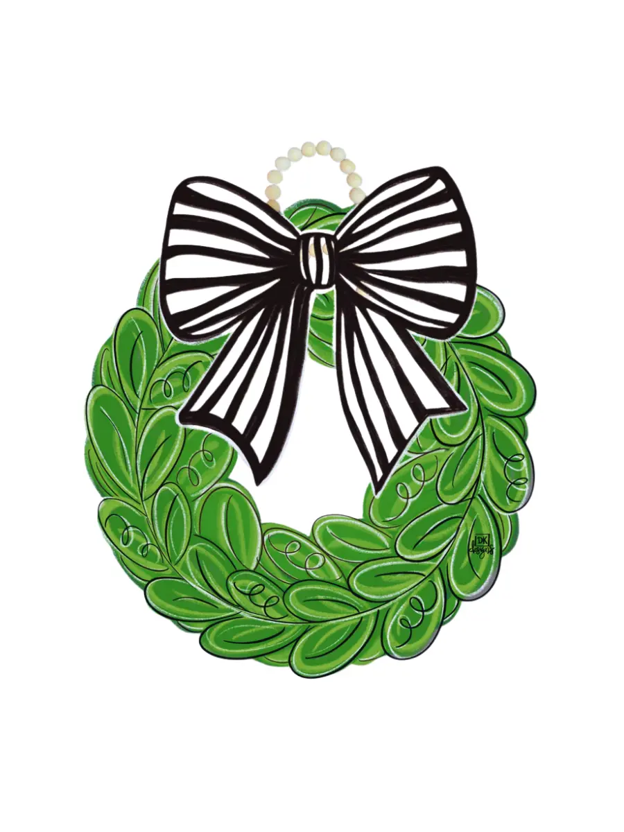 DK Designs | Black & White Bow Wreath Door Hanger