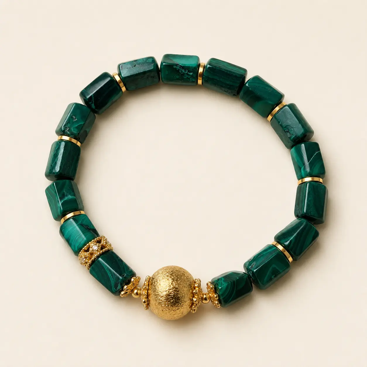 Golden Orbit Malachite Bracelet