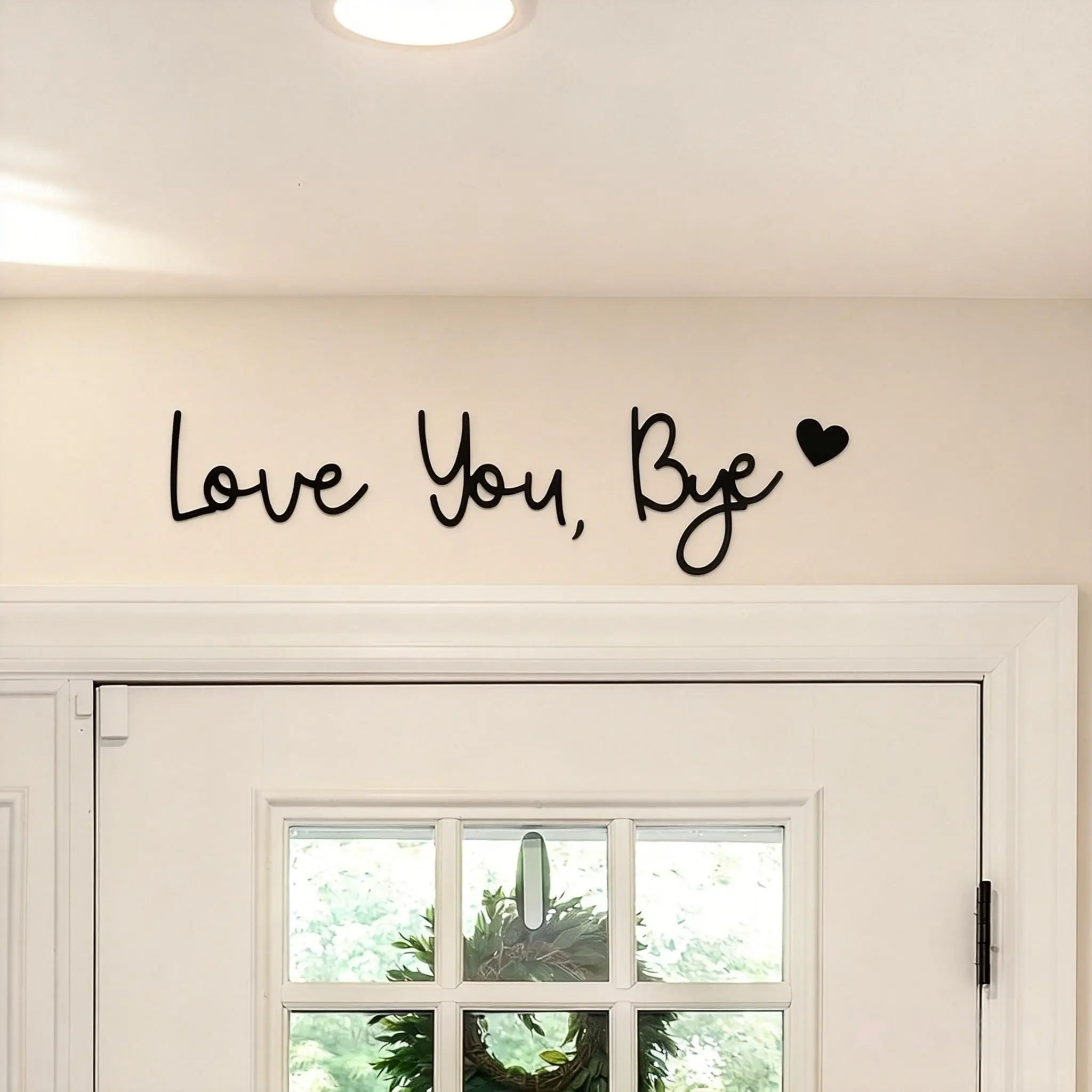 "Love You Bye" Wooden Plaque - Home Decor Products, Cute Aesthetic Wall Decor, Indoor Home Decoration, Above Door Topper, Entryway Gift for House Office Hallway
