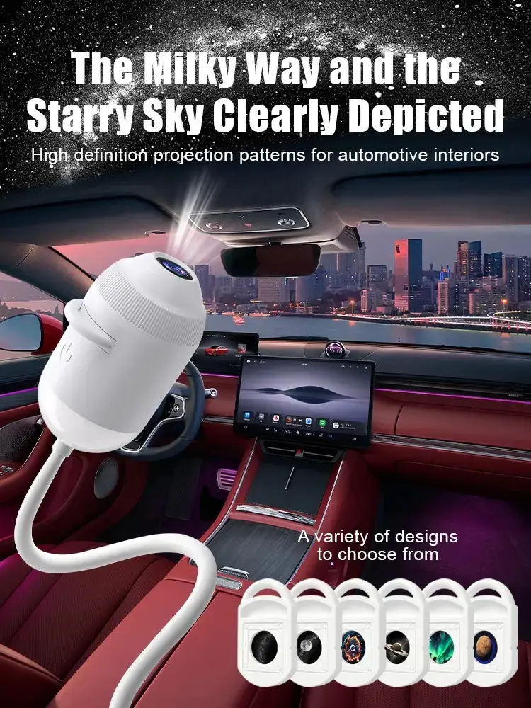 TUOSEN USB Starry Sky Projector Light for Car, 12 Replaceable Film Galaxy Night Light, Flexible USB Car Ceiling Star Projector, Portable Romantic Sky Projection Lamp for Car, Bedroom, Party Decor, Gift for Men and Women