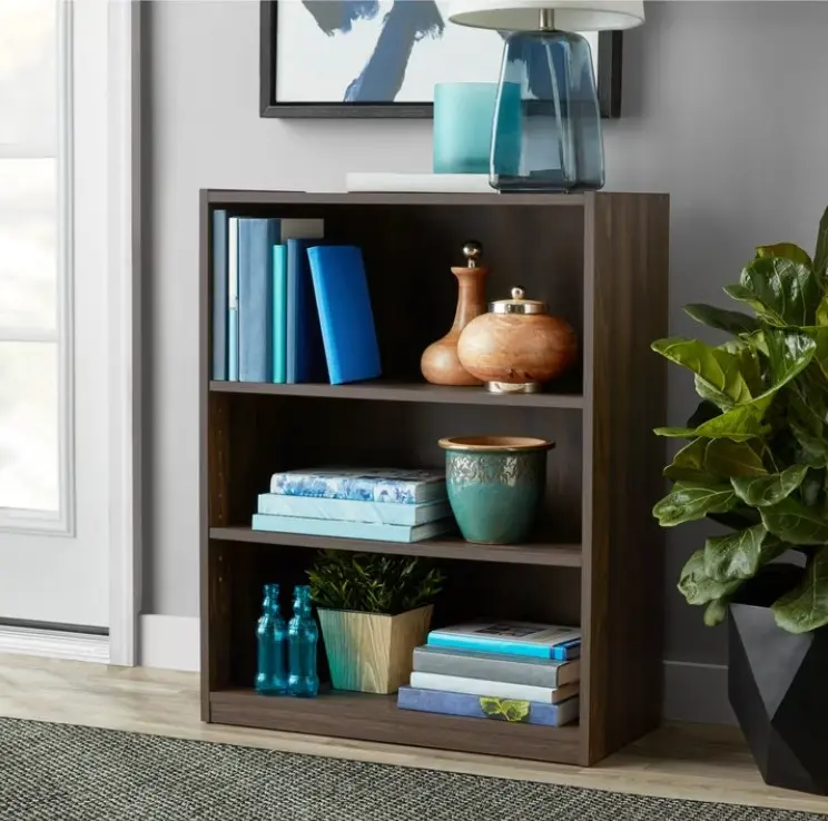 Mainstays 3-Shelf Bookcase with Adjustable Shelves, Canyon Walnut