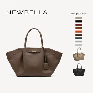 NEWBELLA Marella Collapsible Top Handle Tote - Elegant PU Leather Handbag for Women, Detachable Charm, Magnetic Closure, 23.6"x12.6"x5.5"x11" Dimensions, Everyday Bag,summervibes