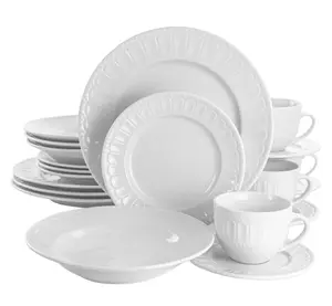 20 Piece Porcelain Dinnerware Set in White