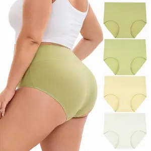 INNERSY Women's Plus Size XL-5XL Cotton Underwear High Waisted Briefs Panties 4-Pack