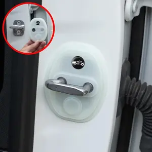 4pcs Car Door Lock Protection Covers, Silicone Door Lock Guard, Anti-Vibration Noise Reduction Soundproofing Sealing Buffer Universal Self-Adhesive, Sticker for Cars, Car Accessories