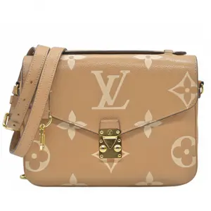 Pre-owned Louis Vuitton canvas Shoulder Bags $3100 RFID Empreinte Monogram Giant Pochette Metis Arizona Beige