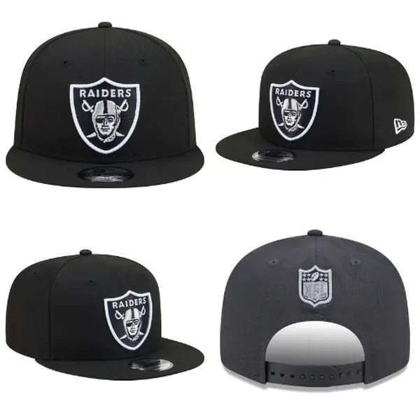 New Era Las Vegas Raiders Snapback Hat – NFL Team Logo Flat Brim Adjustable Baseball Cap, Classic Football Streetwear Hat for Men Women