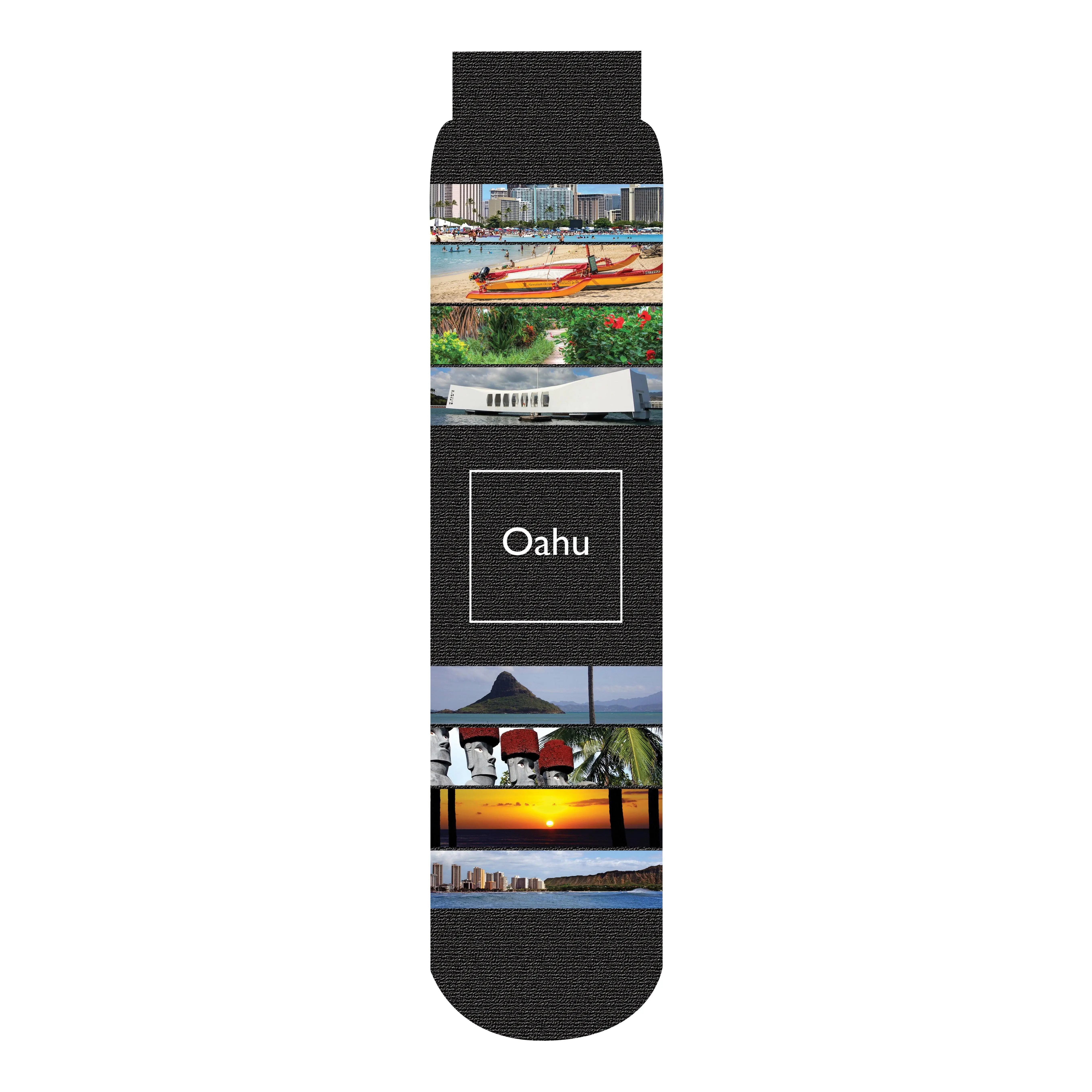 Oahu Crew Socks, Black, Tropical Men's Shoe, Spandex Material, Ideal for Casual Wear Menswear Hawaii