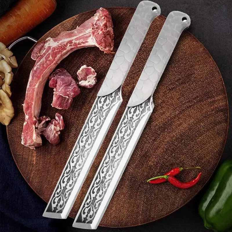 7.7 Inch Stainless Steel Meat Cleaver Knife, Chopper, Meat Bone Cleaver, Hand Forging Kitchen Tool, Cooking & Fruit Knife, Cutting, Top Gift Choice for Men and Women