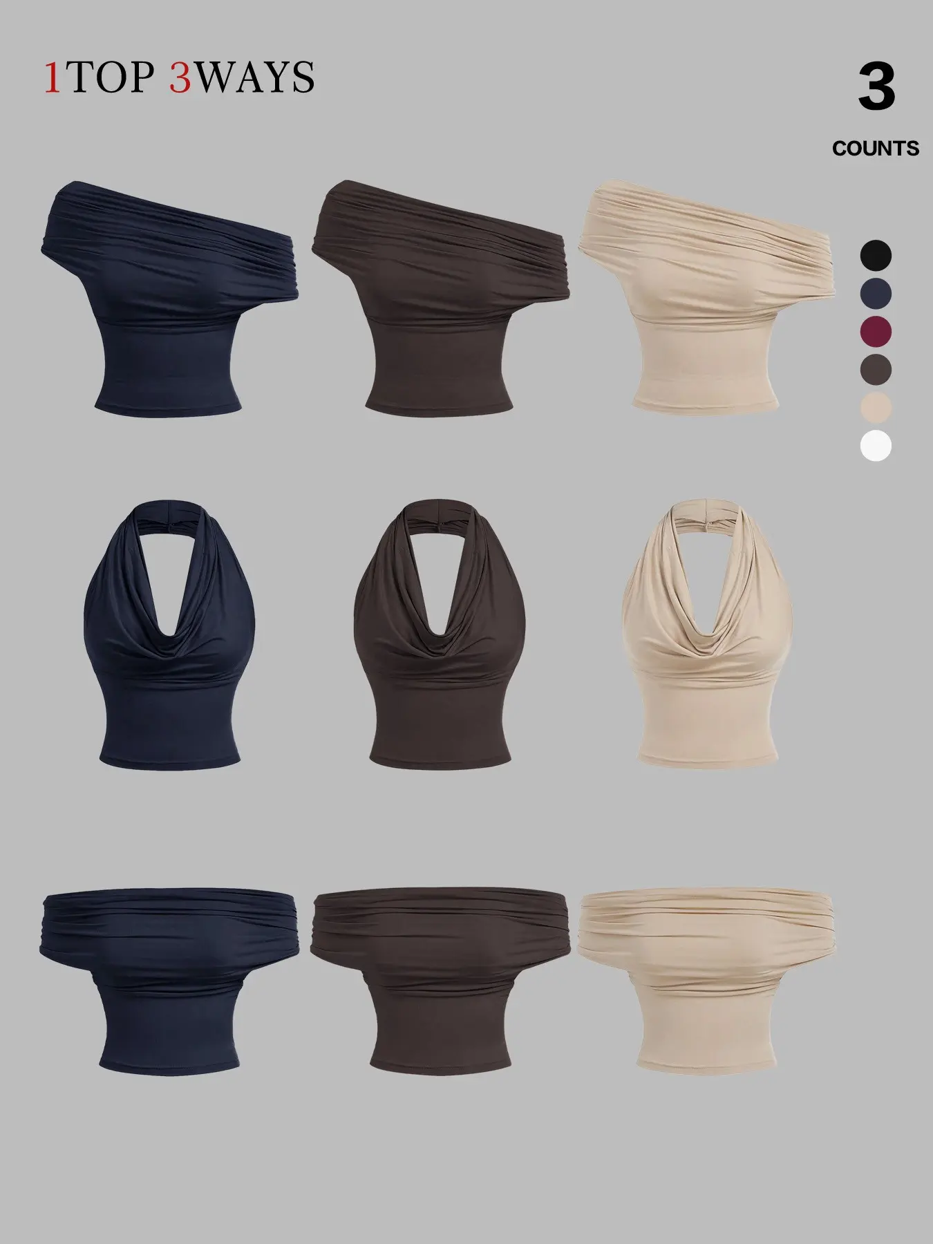 Navy Blue + Apricot + Dark Coffee