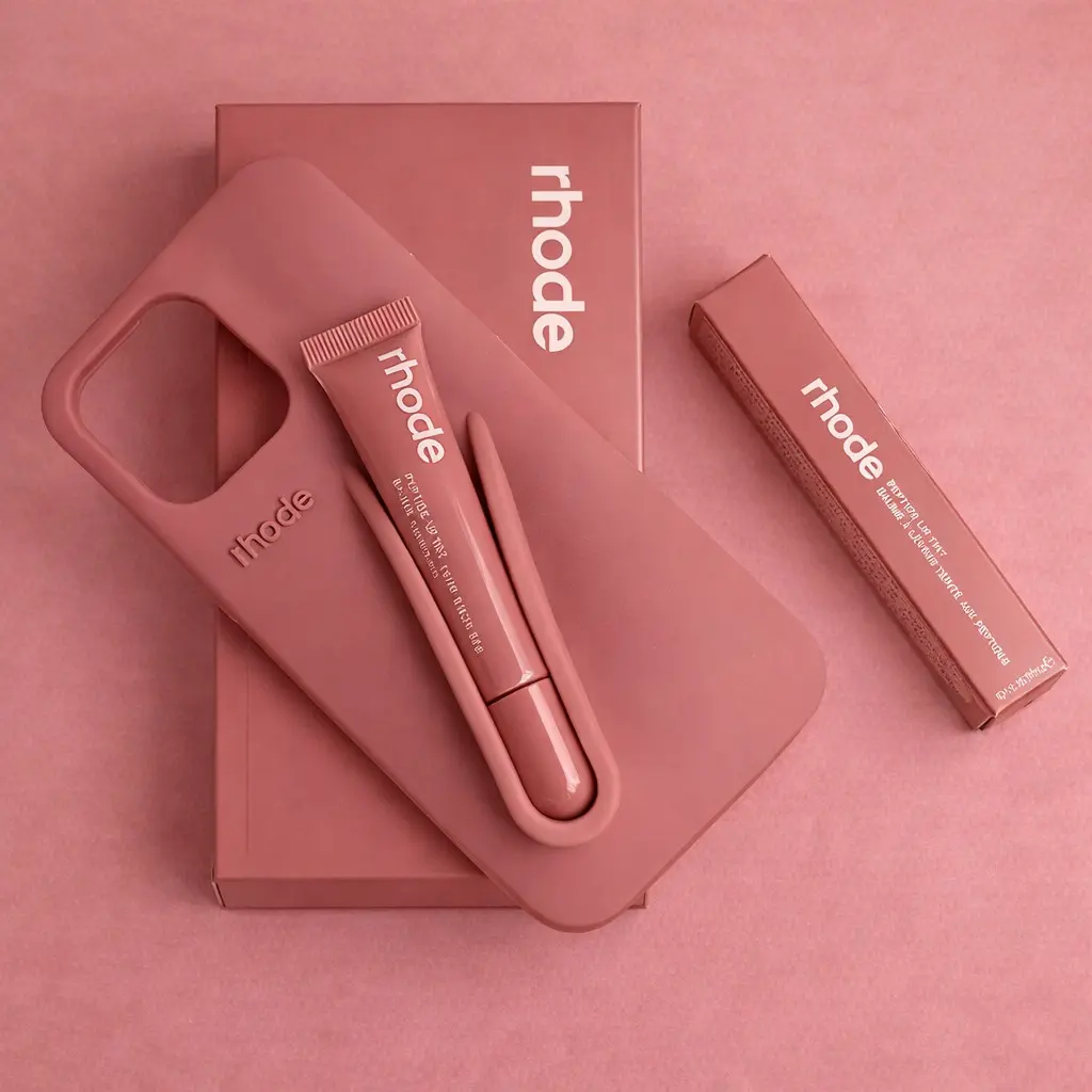 [Fullbox & Gift] Rhode Case With Box and Lip Gloss Set Silicone Case for iPhone 17 16 15 14 13 12 11 Pro Max Plus Lipstick Toast Espresso Ribbon Cover