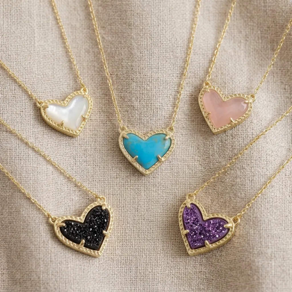 Kendra Scott Ari Heart Adjustable Length Pendant Necklace for Women, Fashion Jewelry: Timeless dainty heart design, polished durable finish, fits daily wear and gifting, adds soft romantic charm to any look.