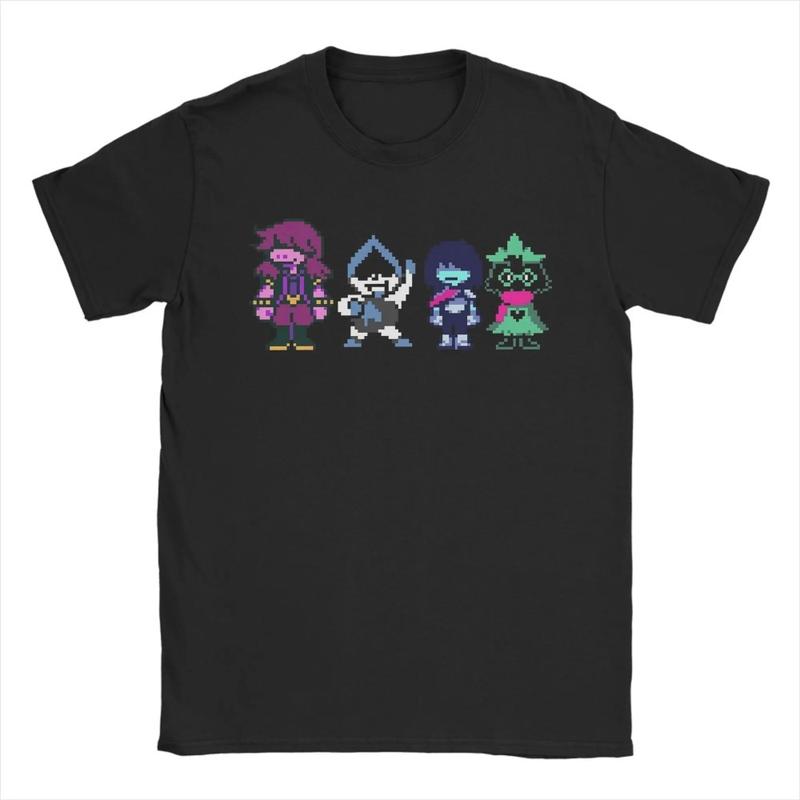 DELTARUNE MAIN CHARACTERS T-Shirt for Men  Vintage Pure Cotton Tees Crew Neck Short Sleeve T Shirts Gift Idea Clothing