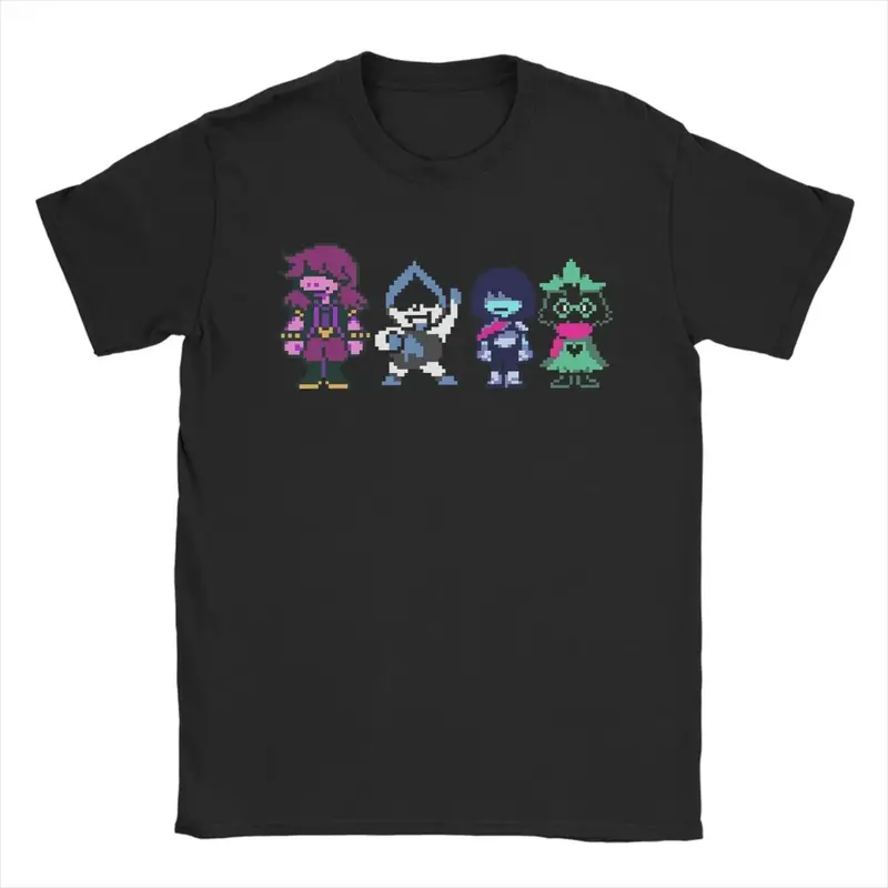 DELTARUNE MAIN CHARACTERS T-Shirt for Men  Vintage Pure Cotton Tees Crew Neck Short Sleeve T Shirts Gift Idea Clothing