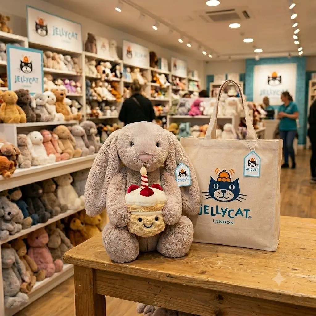 Viral Jellycat Bashful Bunny Plush with Birthday Cake | Luxury Soft Stuffed Animal Collector Plushie Cute Gift for Her Kids Adults