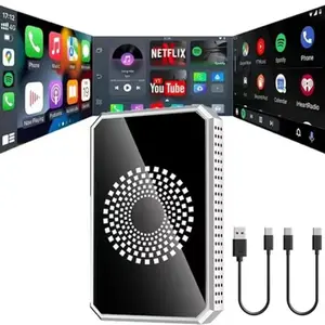 3-In-1 Wireless Car Adapter, Supports Streaming Netflix Youtube Tiktok Google Play, Compatible with Original Wired Carplay Vehicles