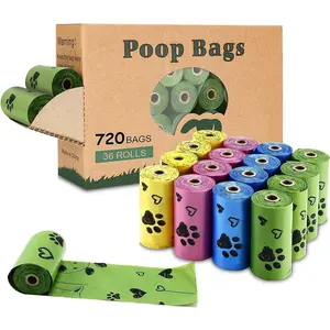 Biodegradable Dog Poop Bags: 720 Bags Extra Thick Strong Leak Proof Dog Waste Bags for Dogs with 1 Dispenser (4 Mixed Colors Green Blue Yellow Pink) -Scented Yingdelai