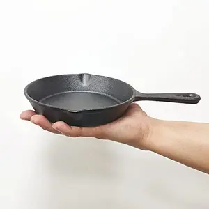 6 Inch Cast Iron Skillet, Frying Pan with Drip-Spouts, Pre-seasoned Oven Safe Cookware, Camping Indoor and Outdoor Cooking, Grill Safe, Restaurant Chef Quality