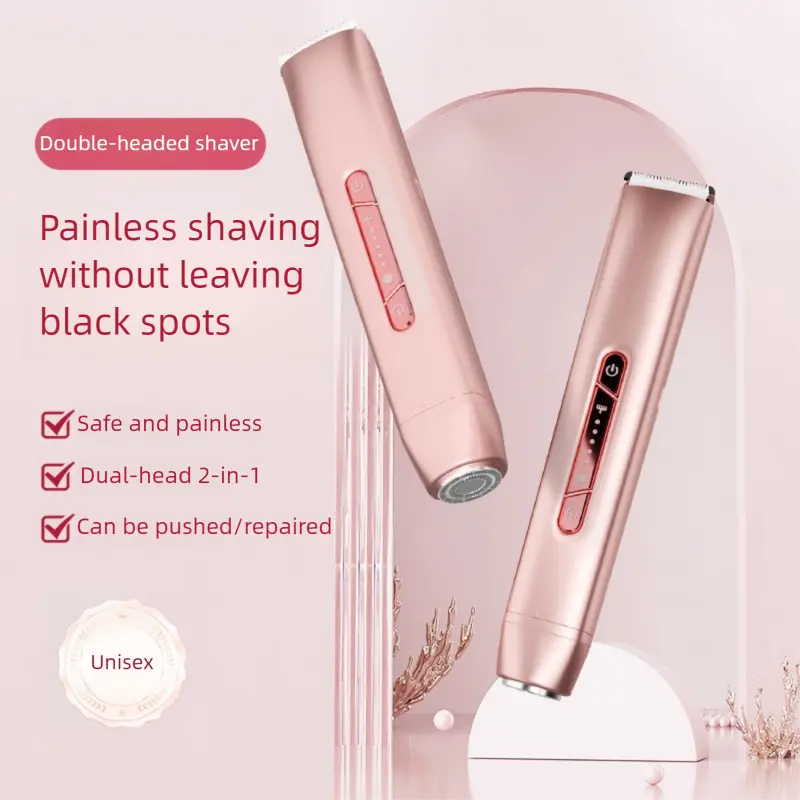Suitable for Women Bikini Trimmer, Electric Shaver Rechargeable 3-in-1 Body and Face Hair Remover, Dual Head Design for Painless Trimming of Pubic Hair, Facial, Underarm, and Leg Hair, Waterproof Blades, New Year Gift Shaving Care