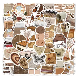 60pcs Ins Cute Vintage Stickers For Guitar Fridge Skateboard Travel Suitcase Decal