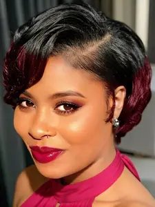 13x4 Transparent Lace Front Short Wave Pixie Human Hair Wig, Ready to Go, Natural Look, Easy Wear, Perfect for Everyday Use