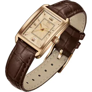 Women's Leather Strap Watch Dainty Elegant Womens Watches Classic  Retro Square Ladies Quartz Watches Gifts Present for Her