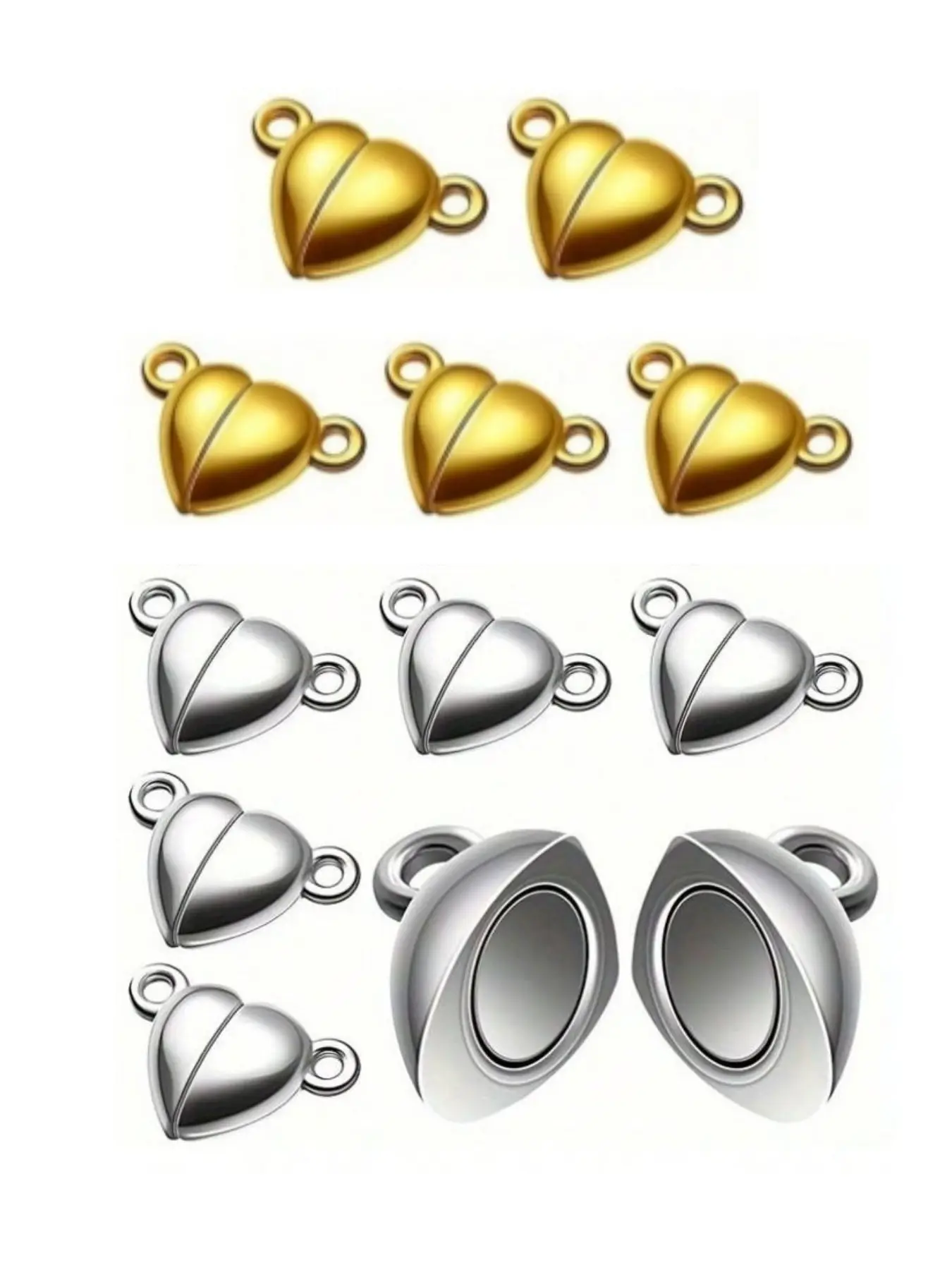 Heart Shaped Magnetic Clasps For Jewelry Valentine's Day Love DIY Couple Jewelry , Golden Silver Magnetic Clasps For Bracelet Necklace Making DIY Jewelry Accessories, DIY Beading Accessories, Jewelry Making Supplies, Beads And Accessories