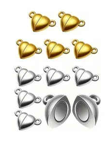 Heart Shaped Magnetic Clasps For Jewelry Valentine's Day Love DIY Couple Jewelry , Golden Silver Magnetic Clasps For Bracelet Necklace Making DIY Jewelry Accessories, DIY Beading Accessories