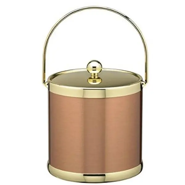 Kraftware Corp 70892 Ice Bucket- Metal Bale Handle Copper & Brass 3 qt.