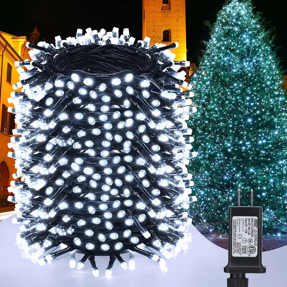 39.37FT 100 LED Christmas waterproof indoor decorative lights with 8 modes, plug-in fairy string lights suitable for Christmas tree decoration, parties, weddings, and holiday home decor.