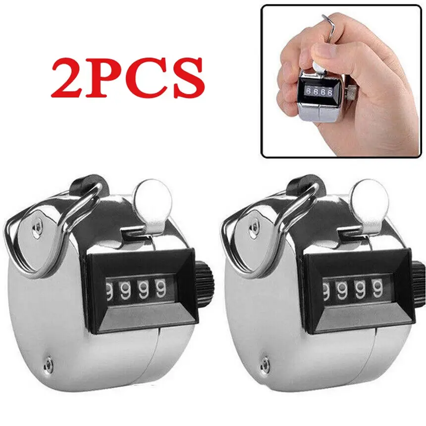 2-Pack Metal Hand Tally Counter - 4-Digit Mechanical Clicker for Sports, Inventory Tracking & Event Counting - Durable Stainless Steel Thumb Counter
