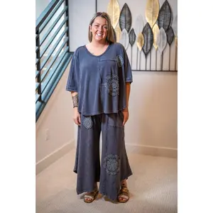 Easel Crochet Patch Thermal Pants