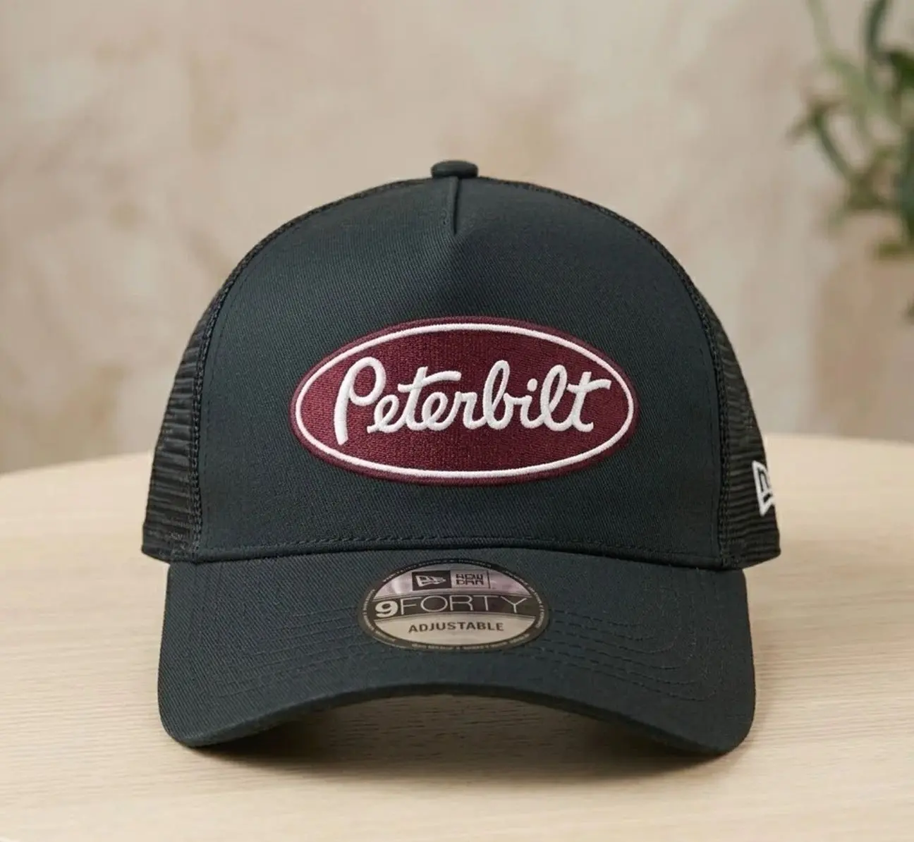 Peterbilt Semi Truck Hat Black Mesh Adjustable Cap Embroidery and Adjustable Fit for Men and Women