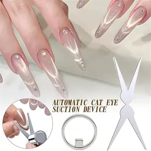 2026 New 3 Seconds Suction Hollow Cat's Eye Nail Artifact Automatic Wide Light Cat's Eye Strong Ring Magnet Novice Black Hole Cat's Eye Auxiliary Tool, Portable Hollow Circular Cat Eye for Home DIY, Beginners & Nail Artists