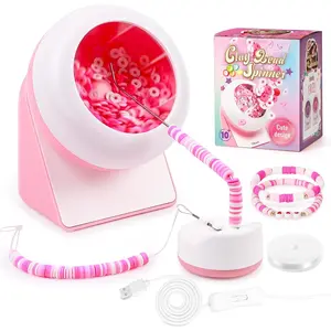 Clay Bead Spinner, Electric Bead Spinner for  Making, Friendship Bracelets Maker with  and Elastic String,  for Girls,  Design, Pink (Beads Not Included)