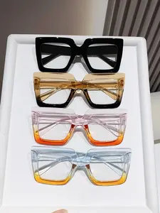 4 Pcs Unisex Plain Reading Glasses, Blue Light Blocking Eyewear, Square Frame, Daily Use, Suitable for Men and Women, Work and Casual Wear, Trending Eyeglasses, High Quality Eyewear, Square Eyed Glasses
