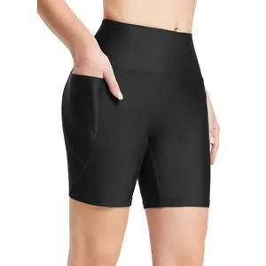 BALEAF Swim Shorts Women Bathing Suit Bottoms 6" Modest Swimsuits Tankini Tummy Control Board Shorts Swimwear High Waisted Biker Shorts Boyshorts with Pockets