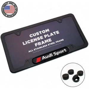 Black / Chrome Front or Rear Stainless Steel License Plate Frame Protect Cover Fit Audi Sport Decorate Accessories Gifts