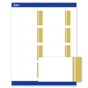 Avery Printable Rectangle Cards, 2" x 3.5", Matte White, Pre-printed Double Dipped Gold Edge Design, Sure Feed Technology, Laser & Inkjet Compatible, 160 Total